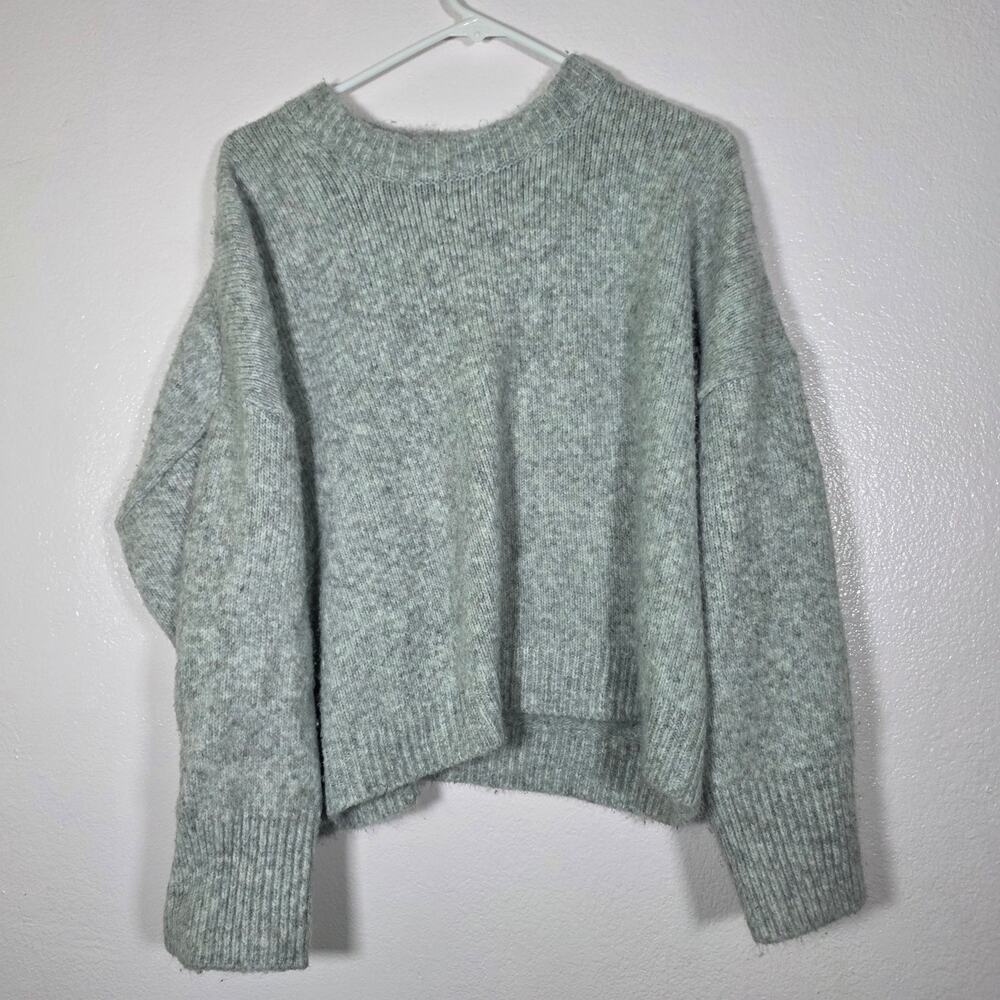Abercrombie & Fitch Cropped Knit Sweater Gray Women's XL